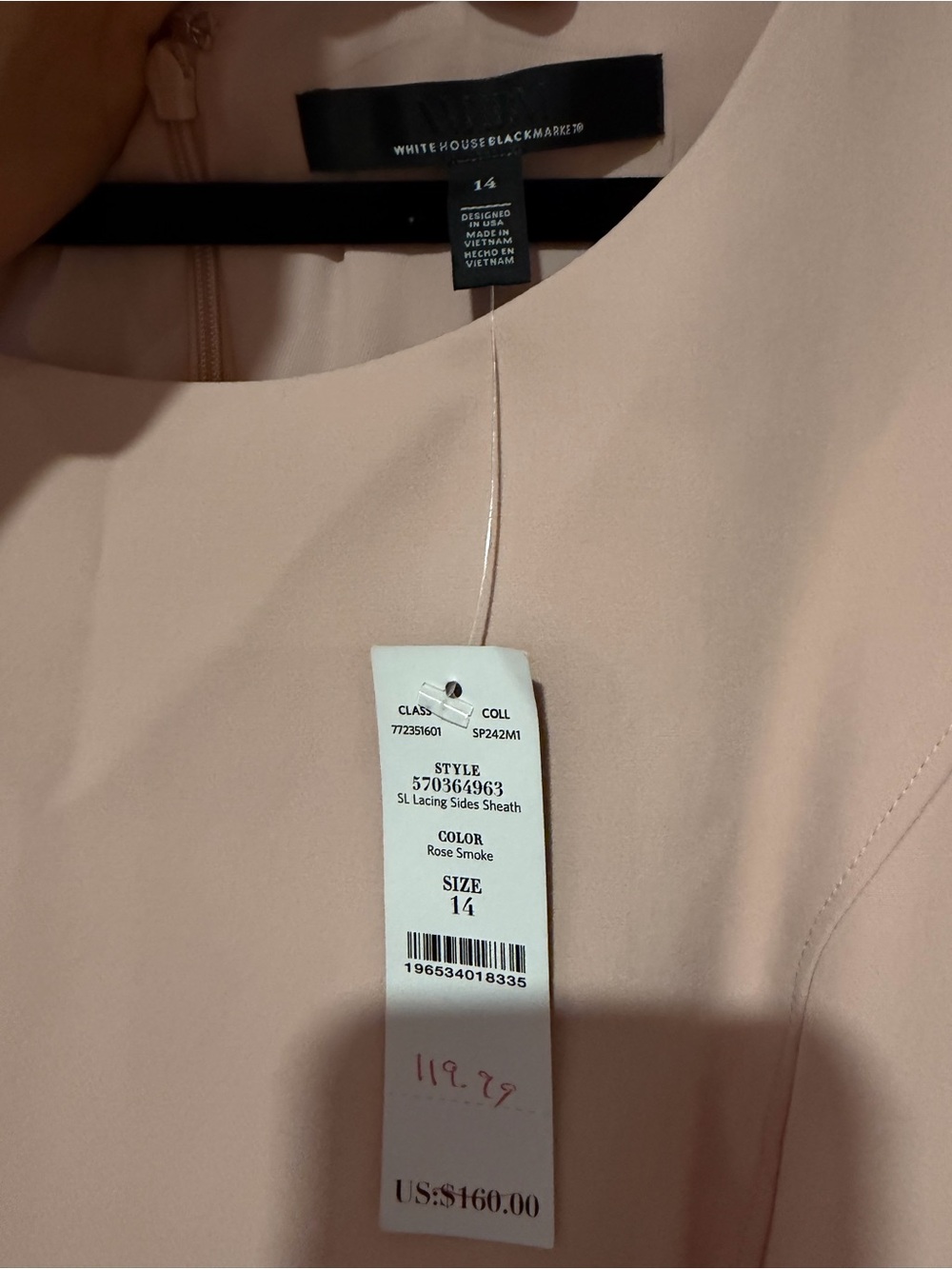 White House Black Market Sleeveless Blush Pink Sheath Dress - Picture 4 of 4